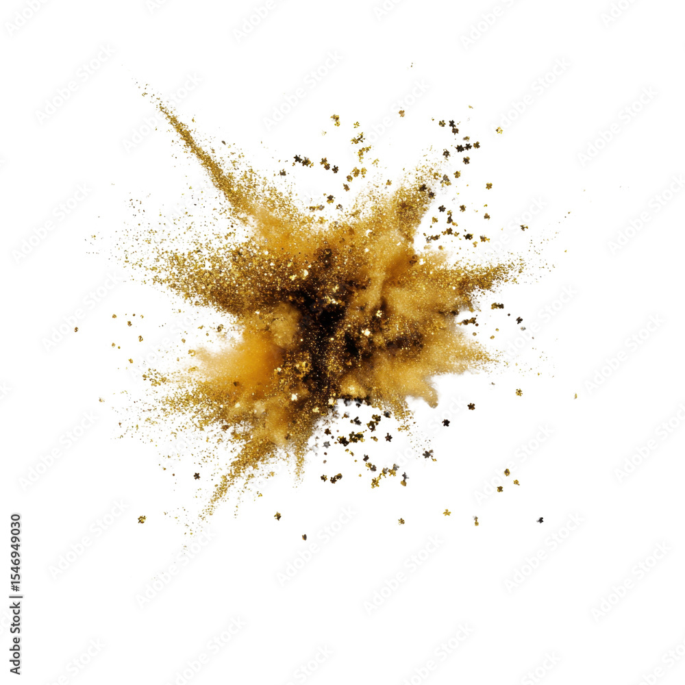 Poster abstract explosion of golden dust with dynamic energy and texture