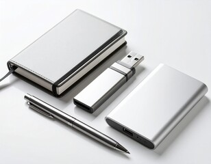 pen and notebook mockup on white background 