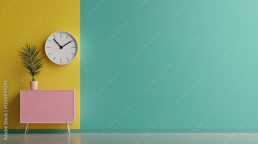 Poster minimalist alarm clock on a neutral background symbolizing the urgency of achieving goals the clean 
