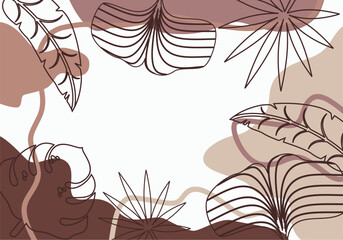 Flat floral Tropical Line Art Background