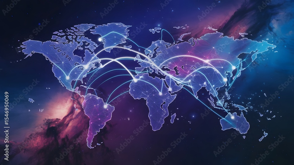 Poster global network connections a visual representation of worldwide interconnectivity