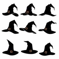 Witch hat silhouettes for Halloween celebration