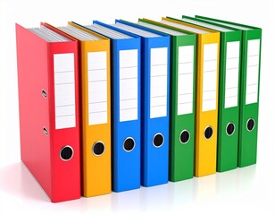 row of folders mockup on white background