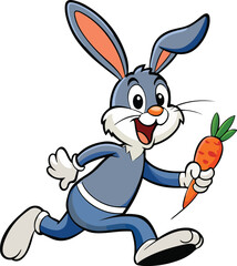 cute cartoon rabbit running with carrot vector art