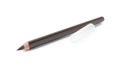 One brown eyebrow pencil isolated on white