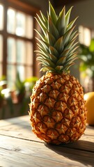 Vibrant Pineapple on Wooden Table