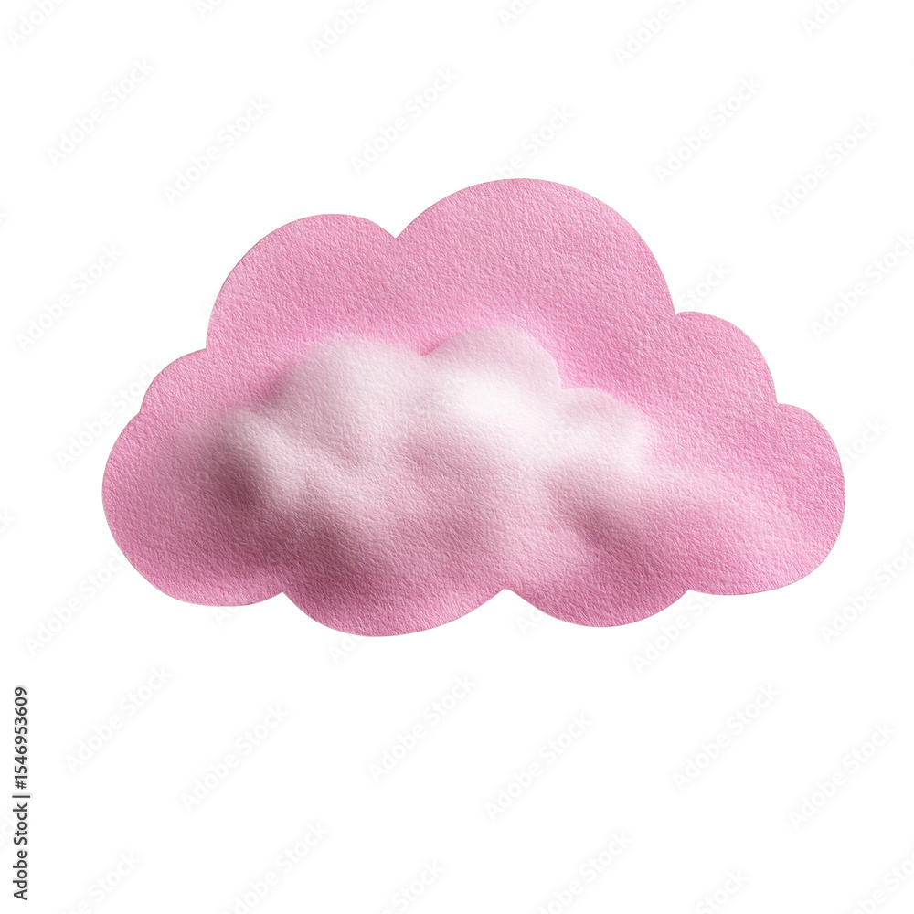Poster soft pink cloud shape with gentle texture on a transparent background