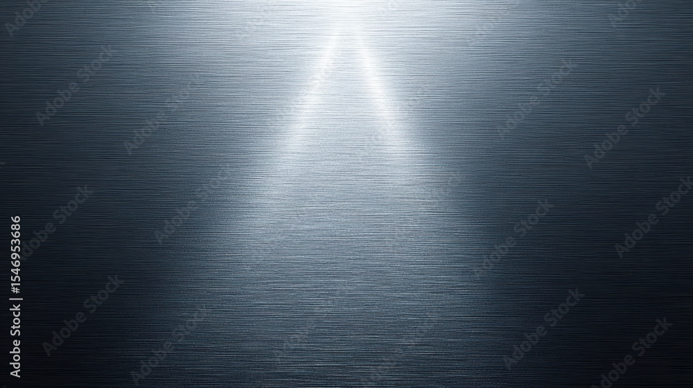 Poster brushed metal surface with spotlight effect, dark gray texture with horizontal lines and reflective 