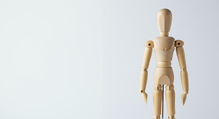 Unblemished Wooden Artist's Mannequin on White Background