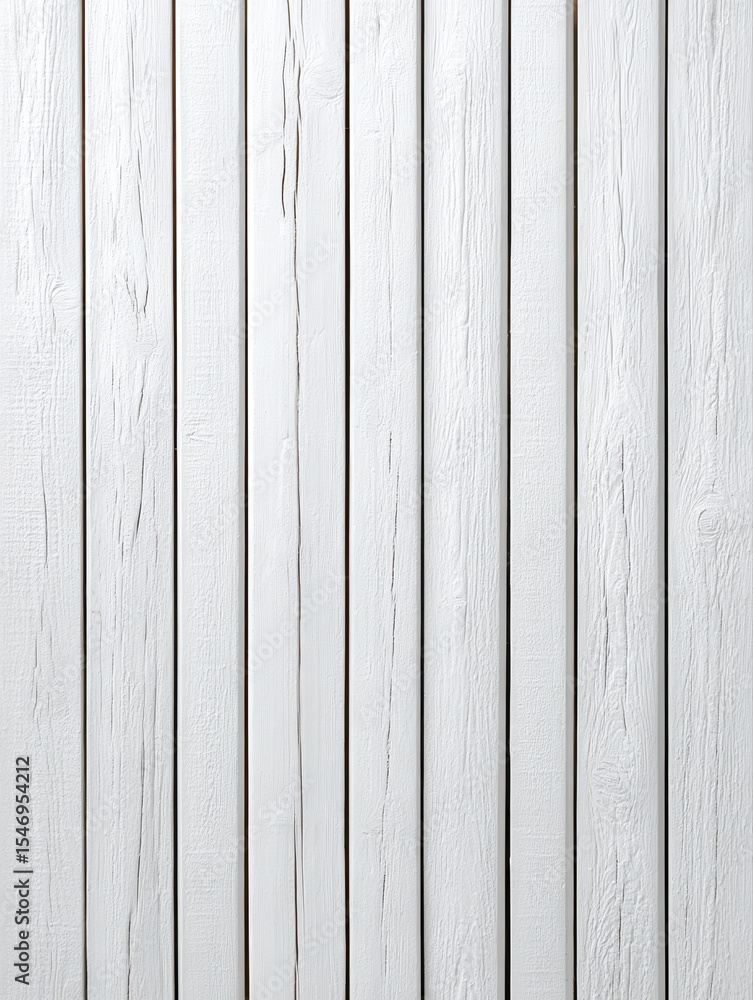 Aufkleber White painted wooden planks with visible grain and texture create clean vertical background with natural rustic charm and subtle cracks