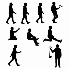 Silhouettes of people in various poses