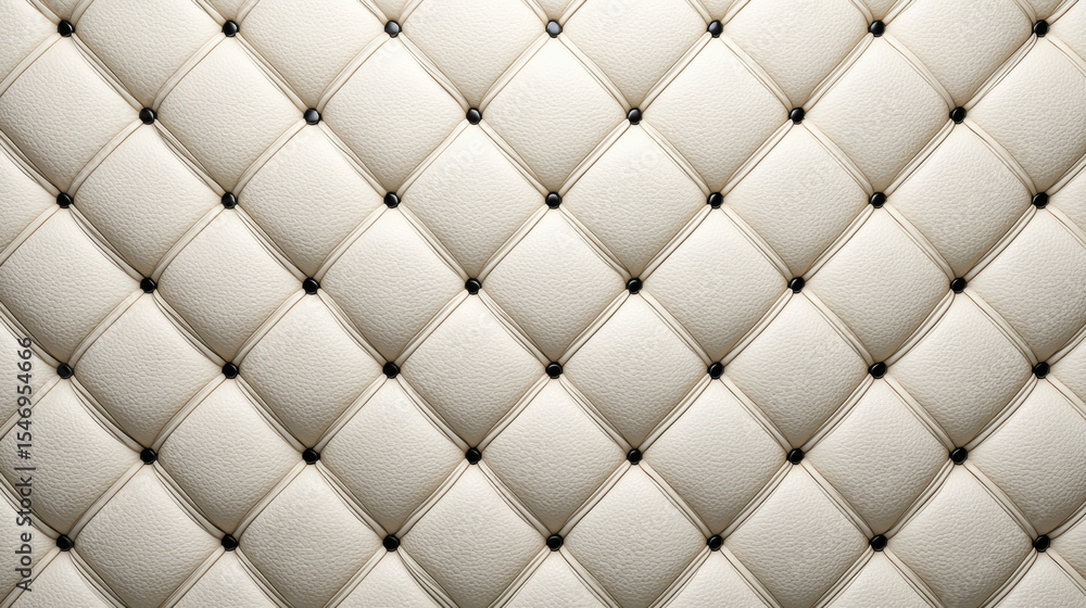 Poster Quilted leather texture with button tufting in luxurious cream color creating elegant and sophisticated background pattern