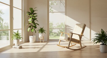 Sundrenched reading nook with greenery