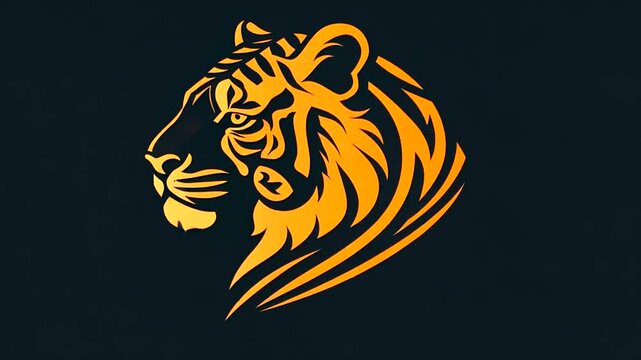 Tiger profile, stylized, orange/gold