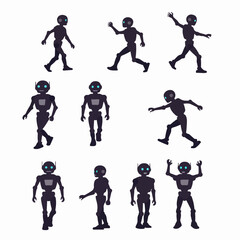Robots silhouette character set