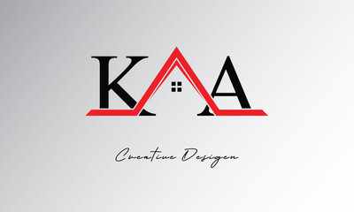 KA Letter House Logo – Creative Real Estate Monogram Design with Roof Shape & Home Symbol for Architecture, Property & Modern Branding Identity