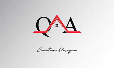 QA Letter House Logo – Creative Real Estate Monogram Design with Roof Shape & Home Symbol for Architecture, Property & Modern Branding Identity