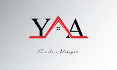 YA Letter House Logo &ndash; Creative Real Estate Monogram Design with Roof Shape & Home Symbol for Architecture, Property & Modern Branding Identity