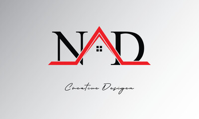 ND Letter House Logo – Creative Real Estate Monogram Design with Roof Shape & Home Symbol for Architecture, Property & Modern Branding Identity