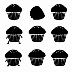 Muffins, baked goods, confectionary design, dessert graphics