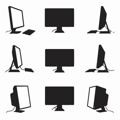Monitor silhouettes showing different display styles and angles