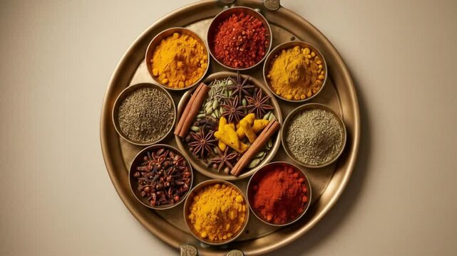 Aromatic spice collection golden tray
