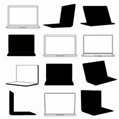 Laptop open different angle shapes