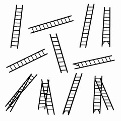 Ladders various positions collection concept black