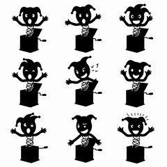 Jack-in-the-box toy set black and white