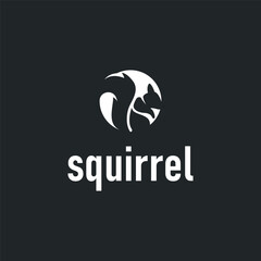 animal logo squirrel black silhouette design minimalist simple black and white design vintage concept as a symbol illustration template for brand or poster