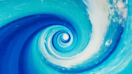 Vivid blue whirlpool creating a mesmerizing, spiraling ocean effect. - Powered by Adobe