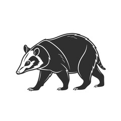 High-Contrast Black and White Badger Vector Illustration - Detailed Wildlife Animal Graphic for Nature and Outdoor Designs