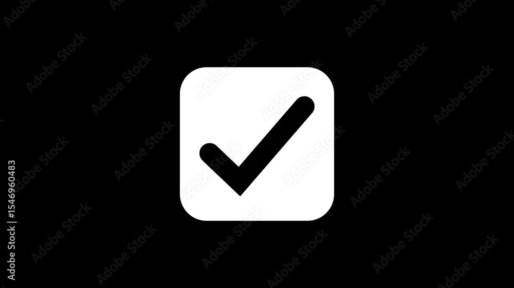 Poster check mark animation. check mark animation motion. animated tick mark icon. black color simple appro