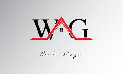WG Letter House Logo – Creative Real Estate Monogram Design with Roof Shape & Home Symbol for Architecture, Property & Modern Branding Identity