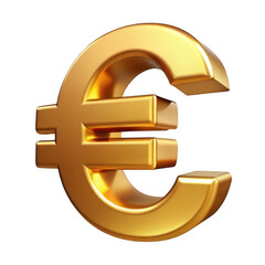 Obraz premium 3d golden euro symbol isolated on transparent background