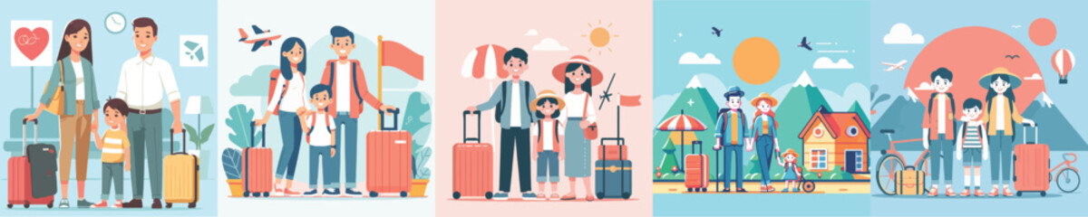 vector image of family traveling flat design simple and nice