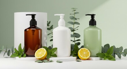 Natural Soap Dispensers Eco-Friendly Bathroom Essentials with Lemon & Eucalyptus