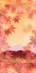 Fotobehang 富士山　紅葉　もみじ　秋　背景  © J BOY