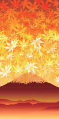 Fotobehang 富士山　紅葉　もみじ　秋　背景  © J BOY
