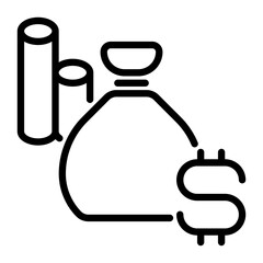 money bag icon, line icon style