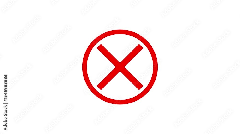 Poster red cross icon animation. cross mark motion graphics. animated danger warning, incorrect. wrong chec