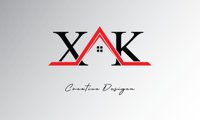 Fototapeta premium XK Letter House Logo – Creative Real Estate Monogram Design with Roof Shape & Home Symbol for Architecture, Property & Modern Branding Identity