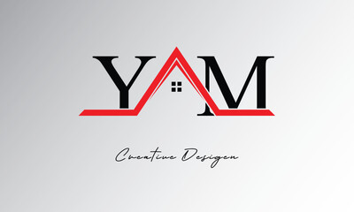 YM Letter House Logo – Creative Real Estate Monogram Design with Roof Shape & Home Symbol for Architecture, Property & Modern Branding Identity