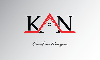 KN Letter House Logo – Creative Real Estate Monogram Design with Roof Shape & Home Symbol for Architecture, Property & Modern Branding Identity
