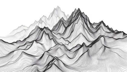 White background design with abstract topographic curves forming mountainous shapes and natural spatial balance