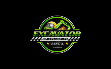 Illustration vector graphic of heavy equipment, excavator construction, logo design template