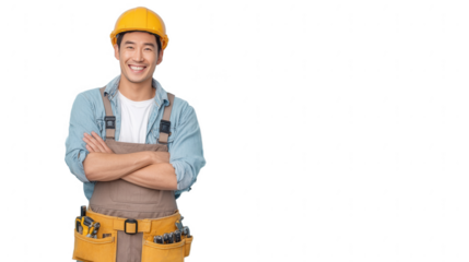 Smiling Asian Construction Worker