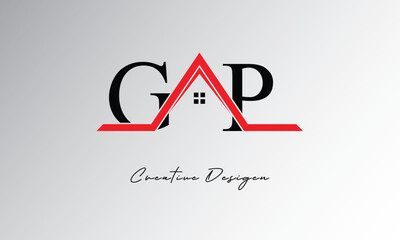 GP Letter House Logo – Creative Real Estate Monogram Design with Roof Shape & Home Symbol for Architecture, Property & Modern Branding Identity