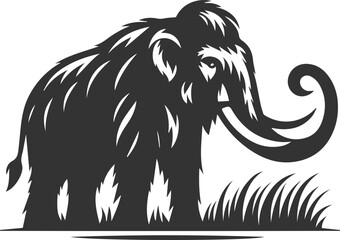 Obraz premium Big forest animal mammoth vector silhouette black drawing
