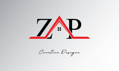ZP Letter House Logo – Creative Real Estate Monogram Design with Roof Shape & Home Symbol for Architecture, Property & Modern Branding Identity